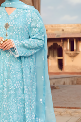 MARIA B - 3PC DHANAK EMBROIDERED FL-W55
