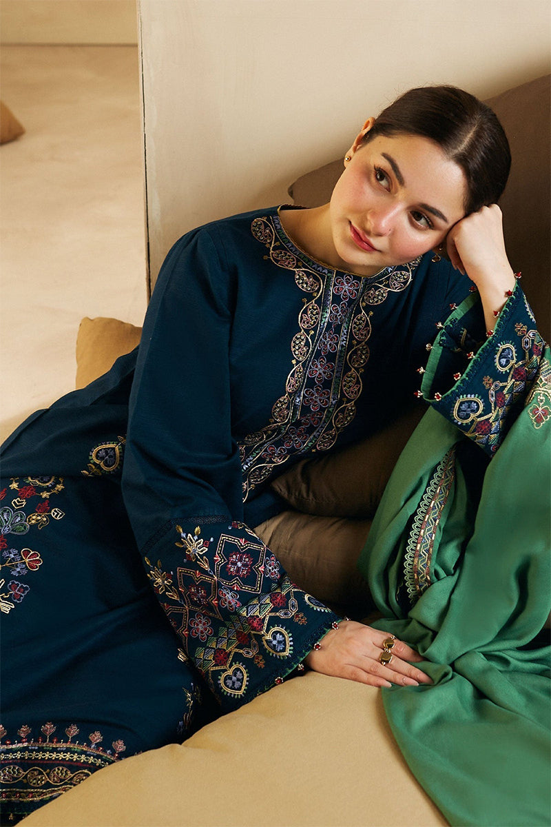 ZARA SHAHJAHAN - 3PC DHANAK EMBROIDERED FL-W77