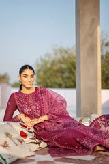 CROSS STITCH - 3PC DHANAK EMBROIDERED FL-W54