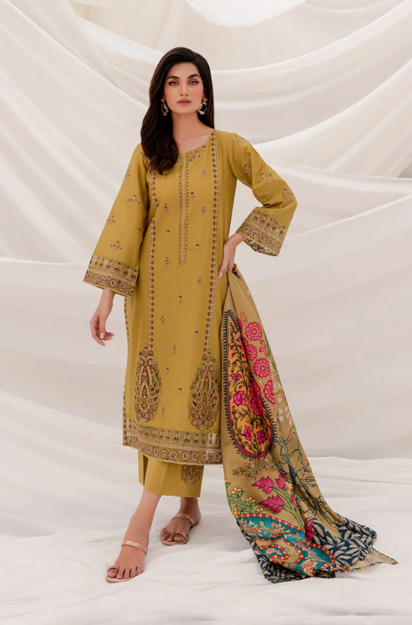 JAZMIN- 3PC DHANAK EMBROIDERED FL-48