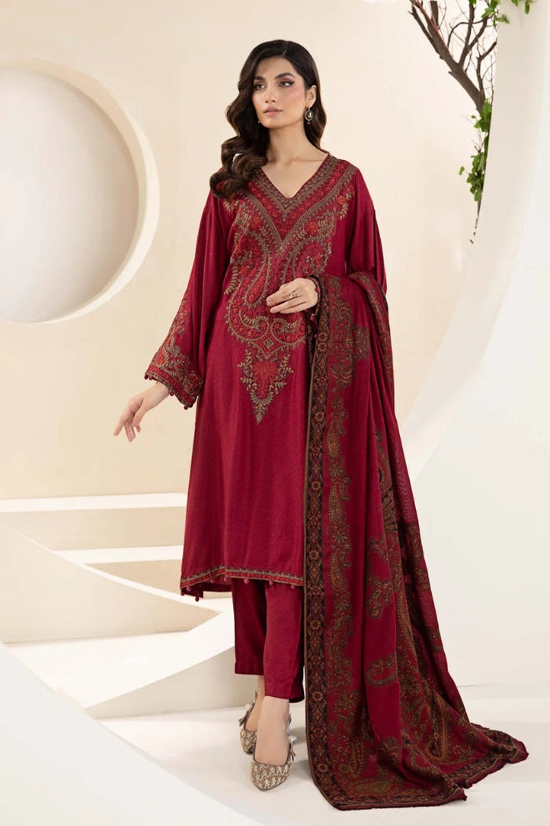 MARIA B -3PC DHANAK EMBRIODERED FL-W100