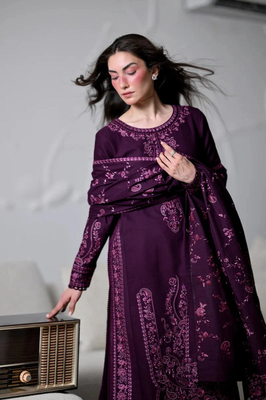 ZAIB - 3PC DHANAK EMBROIDERED FL-283