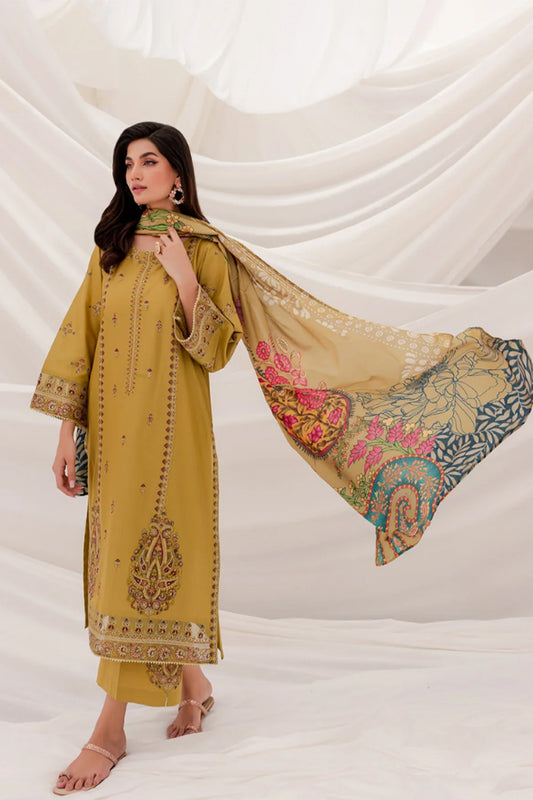 JAZMIN- 3PC DHANAK EMBROIDERED FL-W48
