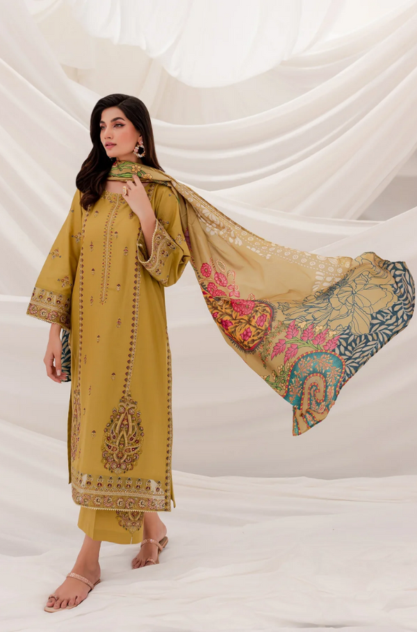 JAZMIN- 3PC DHANAK EMBROIDERED FL-48