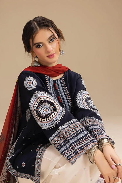JAZMIN - 3PC DHANAK EMBROIDERED FL-W167