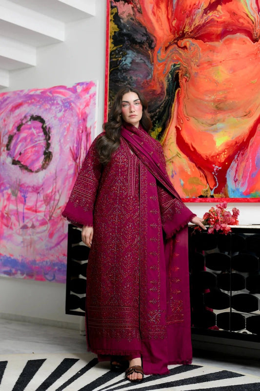 ZAIB - 3PC DHANAK EMBROIDERED FL-282A