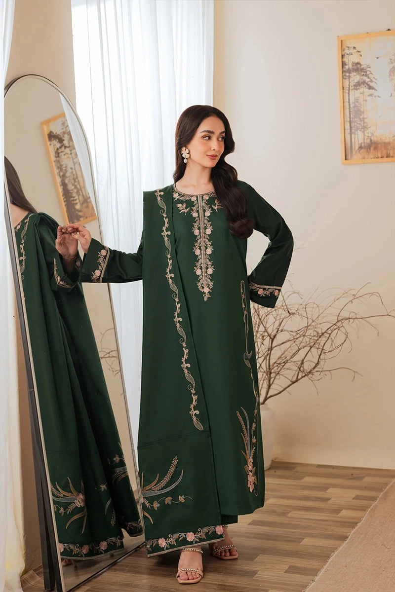 NOURA- 3PC DHANAK EMBROIDERED FL-22