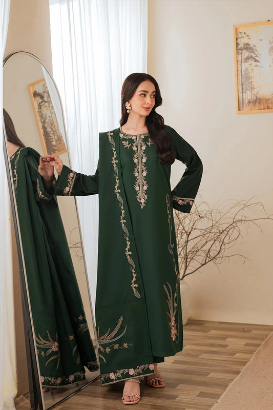 NOURA- 3PC DHANAK EMBROIDERED FL-22