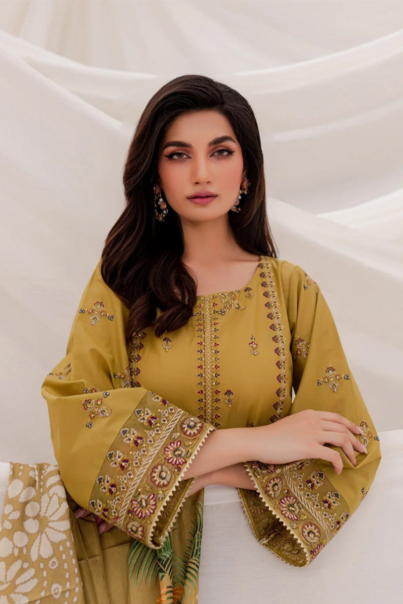 JAZMIN- 3PC DHANAK EMBROIDERED FL-W48