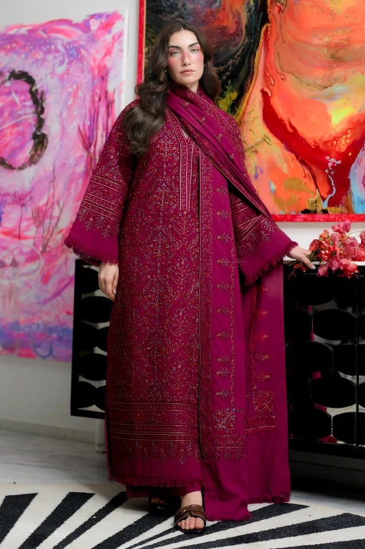 ZAIB - 3PC DHANAK EMBROIDERED FL-282A