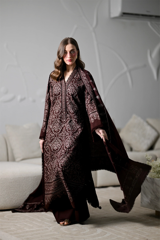 ZAIB - 3PC DHANAK EMBROIDERED FL-282B
