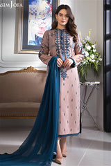 ASIM JOFA - 3PC DHANAK EMBROIDERED FL-W75