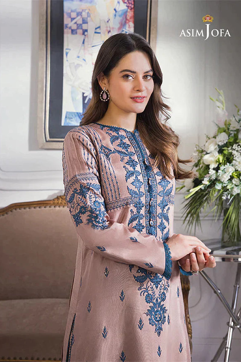 ASIM JOFA - 3PC DHANAK EMBROIDERED FL-W75