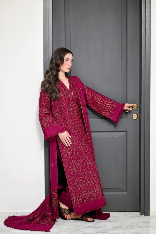 ZAIB - 3PC DHANAK EMBROIDERED FL-282A