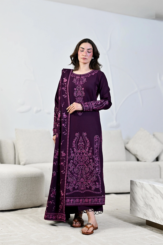 ZAIB - 3PC DHANAK EMBROIDERED FL-283