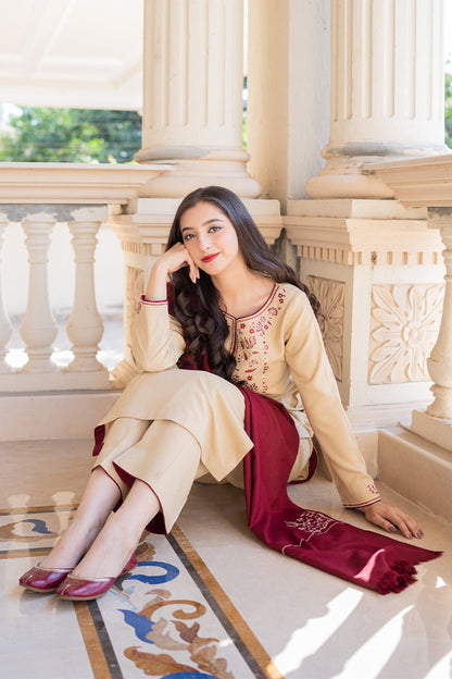 AISLING - 3PC DHANAK EMBROIDERED FL-W72