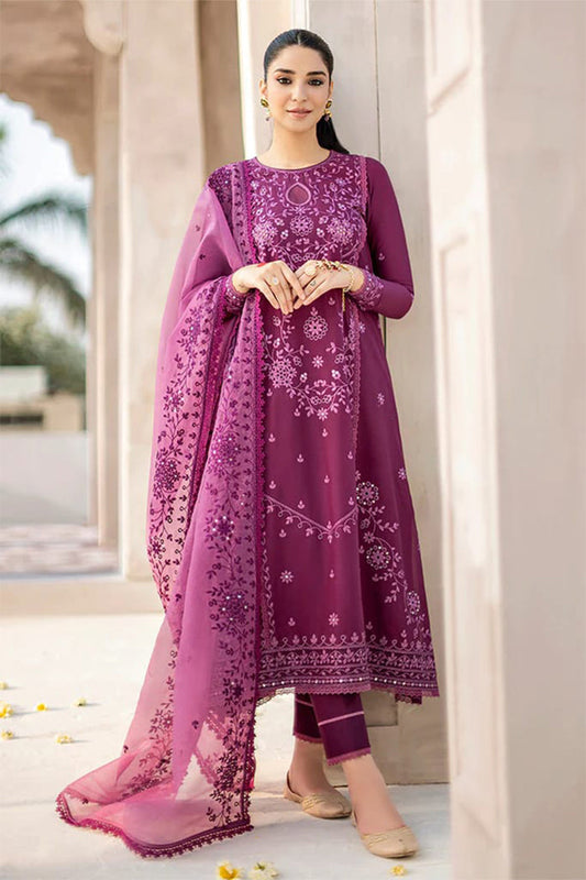 CROSS STITCH - 3PC DHANAK EMBROIDERED FL-W54