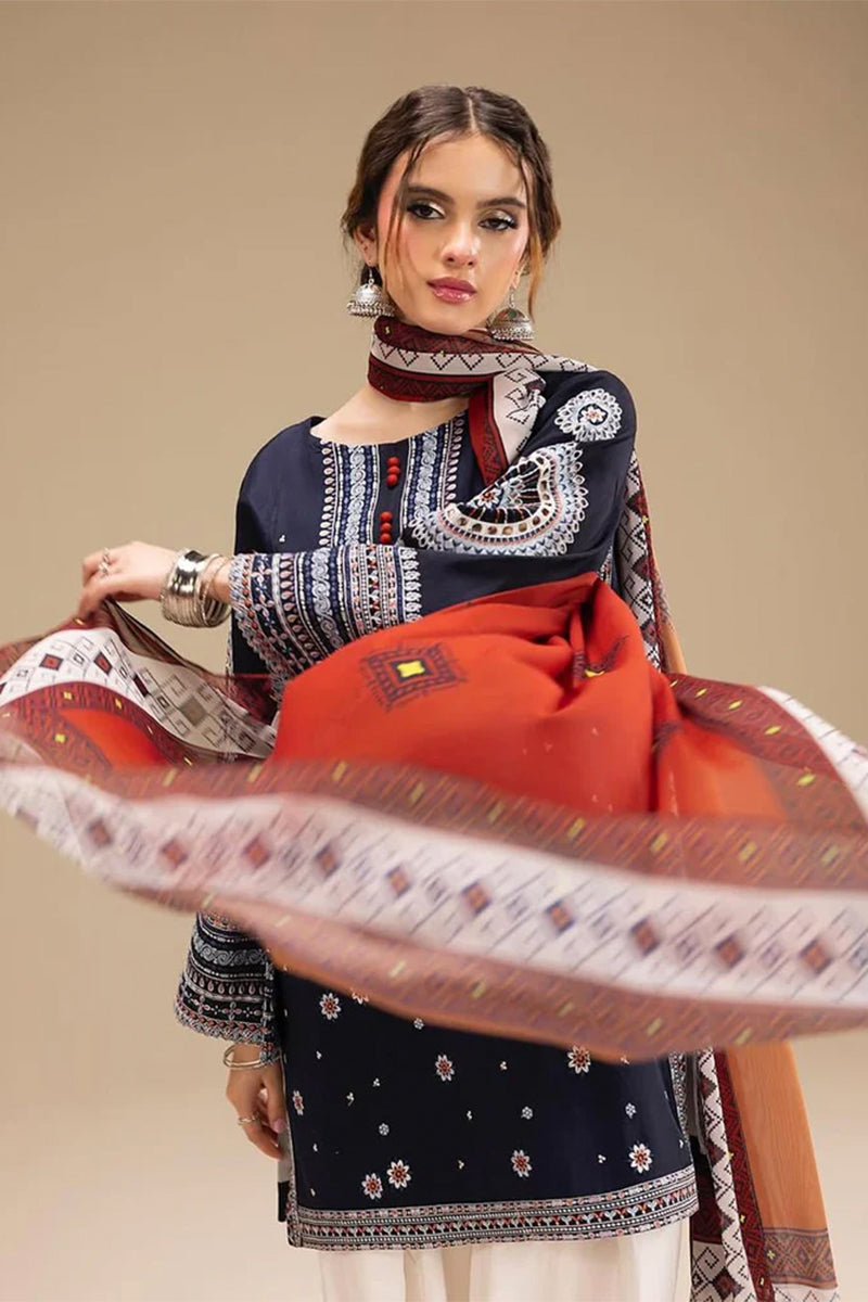 JAZMIN - 3PC DHANAK EMBROIDERED FL-W167