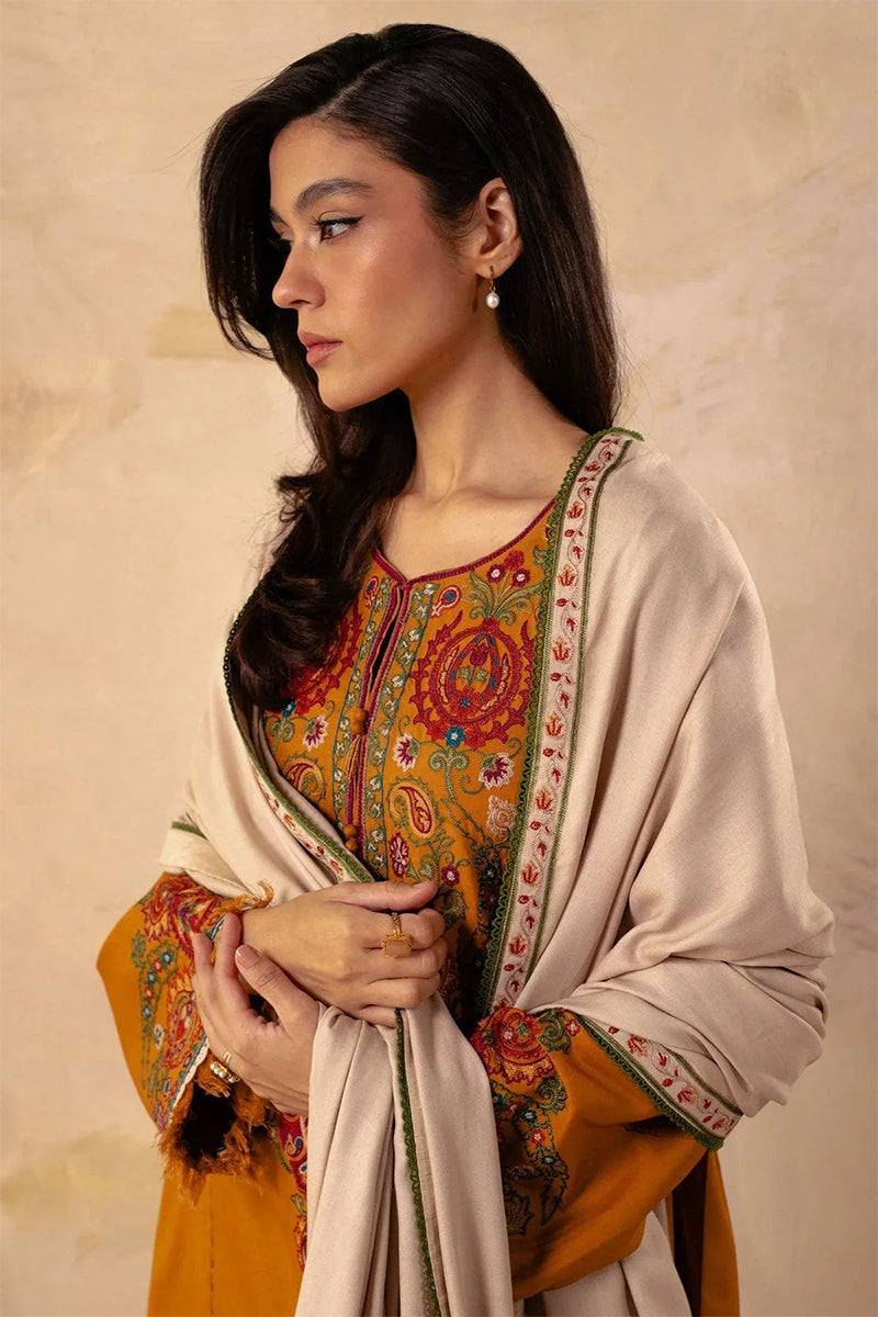 ZARA SHAHJAHAN - 3PC DHANAK EMBROIDERED FL-W78M