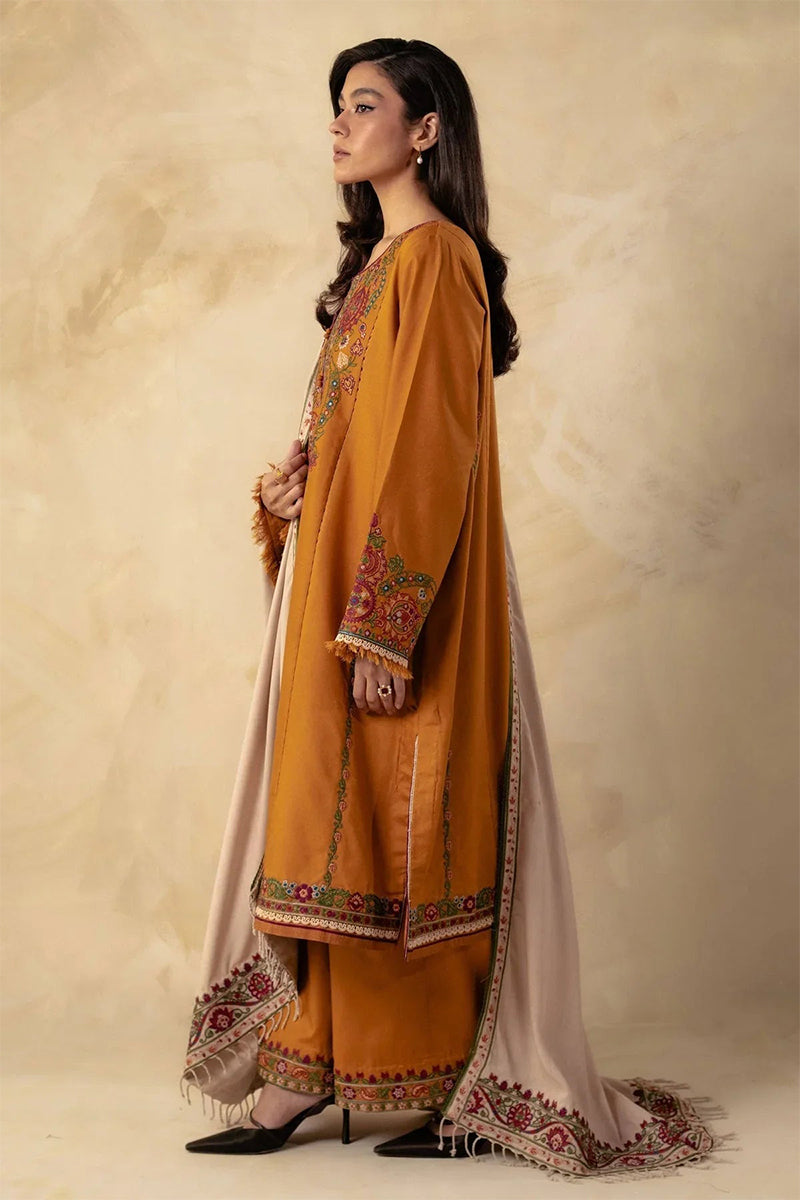 ZARA SHAHJAHAN - 3PC DHANAK EMBROIDERED FL-W78M