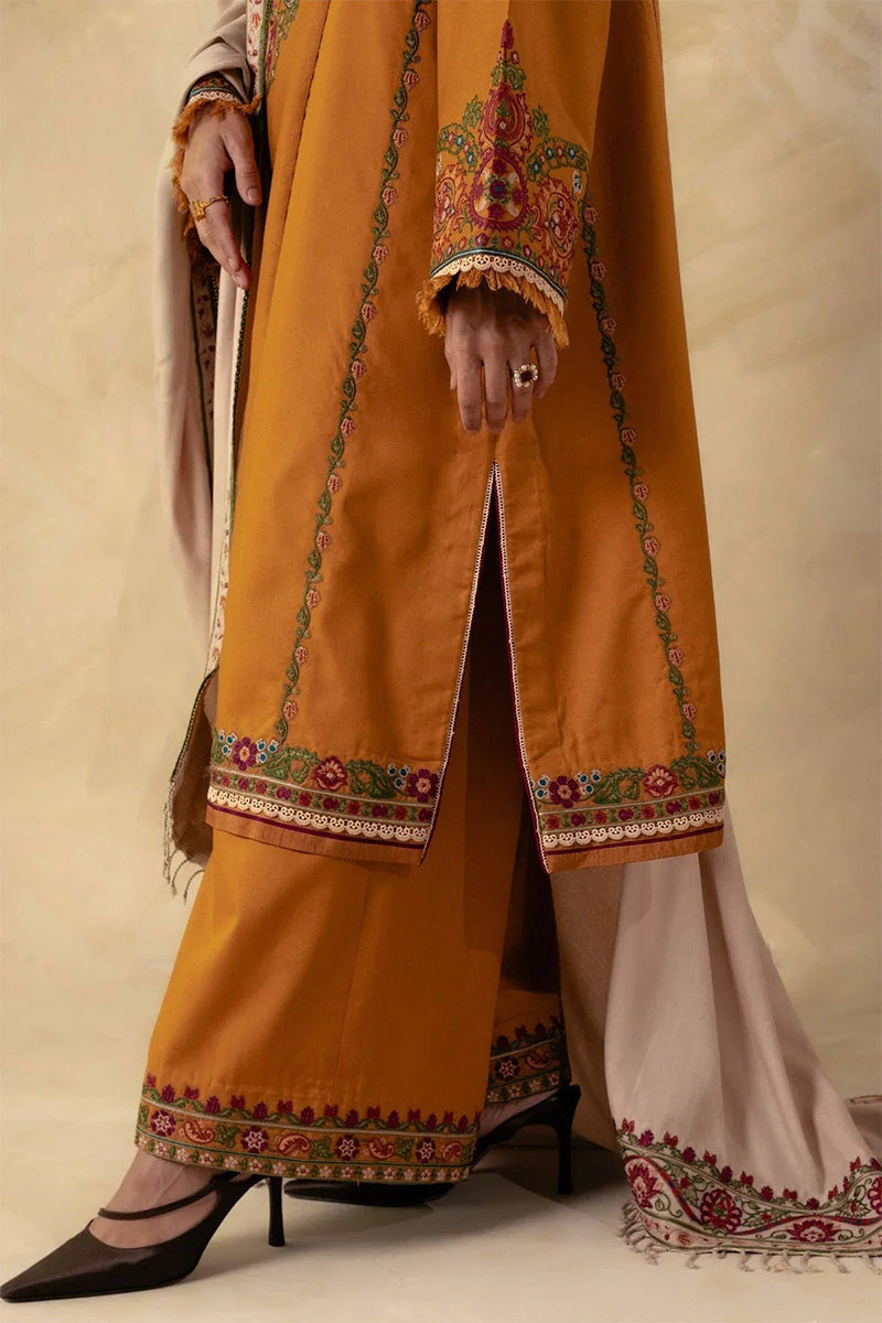 ZARA SHAHJAHAN - 3PC DHANAK EMBROIDERED FL-W78M