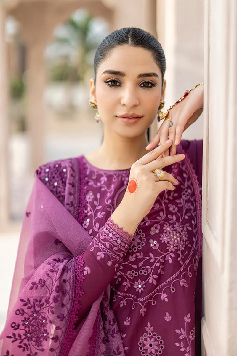 CROSS STITCH - 3PC DHANAK EMBROIDERED FL-W54