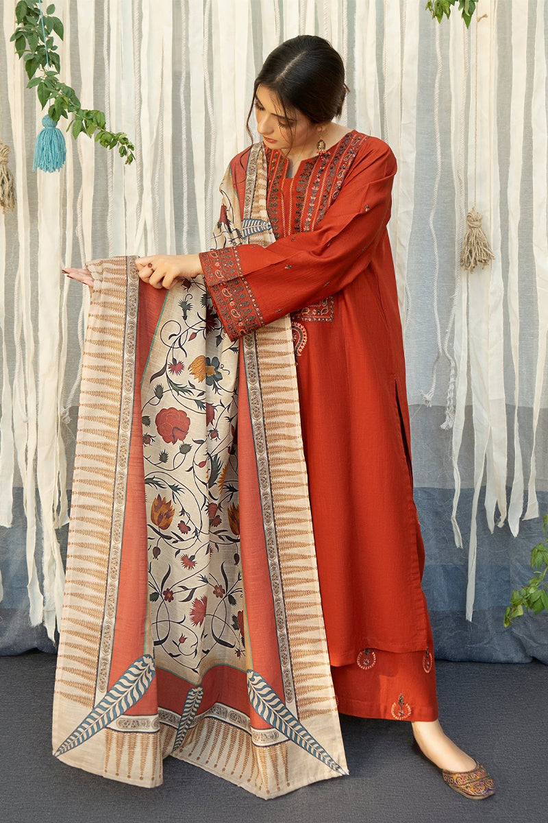 URGE - 3PC DHANAK EMBROIDERED FL-W113