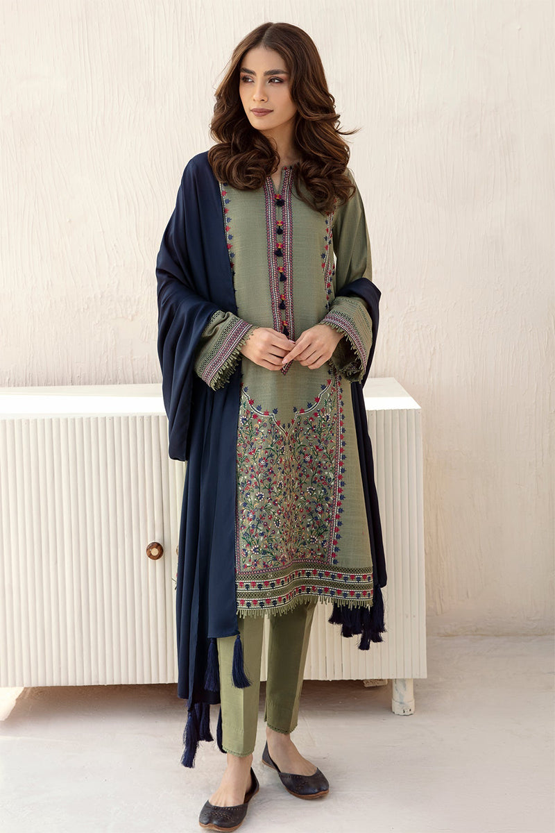 JAZMIN - 3PC DHANAK EMBROIDERED FL-W60