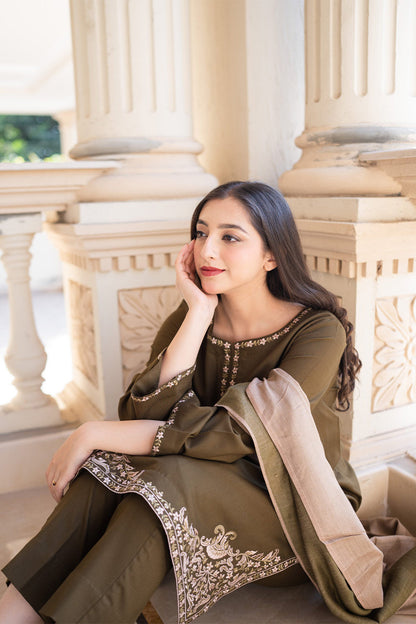 AISLING- 3PC DHANAK EMBROIDERED FL-W74