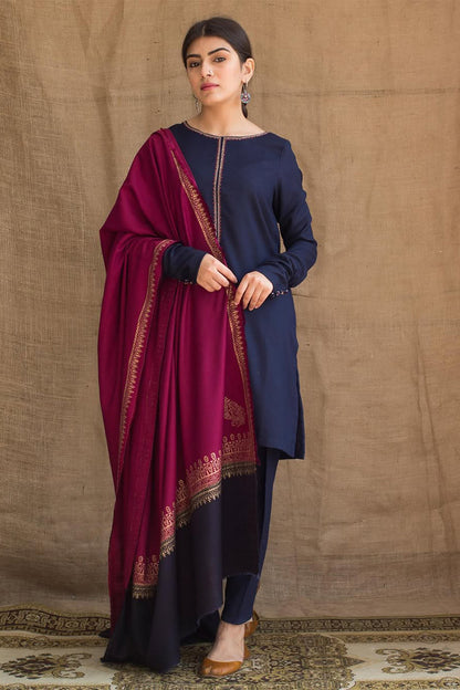 ZARPASH - 3PC DHANAK EMBROIDERED FL-W07