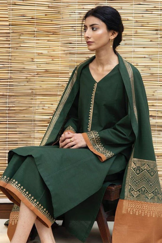 ZARPASH - 3PC DHANAK EMBROIDERED FL-W15