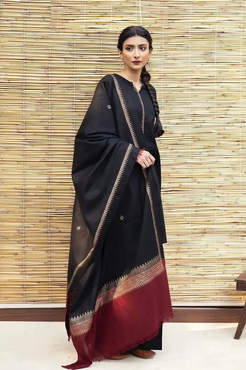 ZARPASH - 3PC DHANAK EMBROIDERED FL-W160