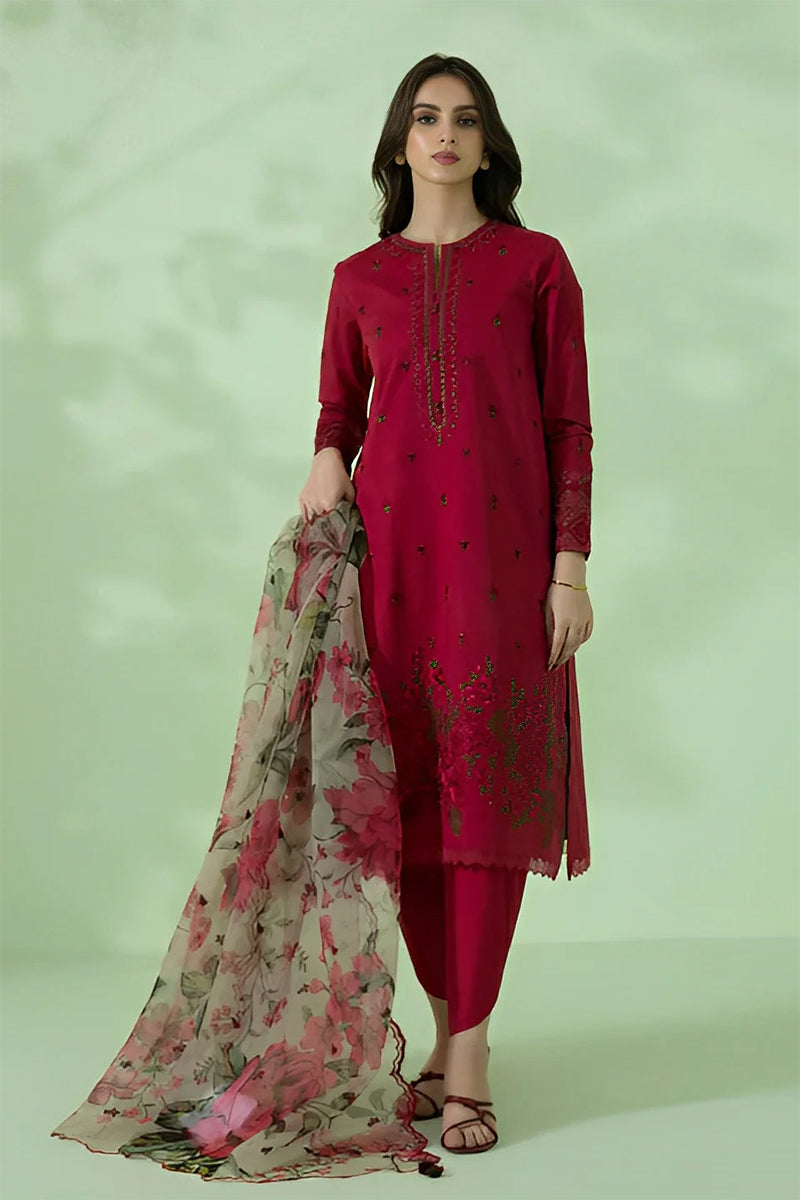 SAPPHIRE - 3PC DHANAK EMBROIDERED FL-W50A