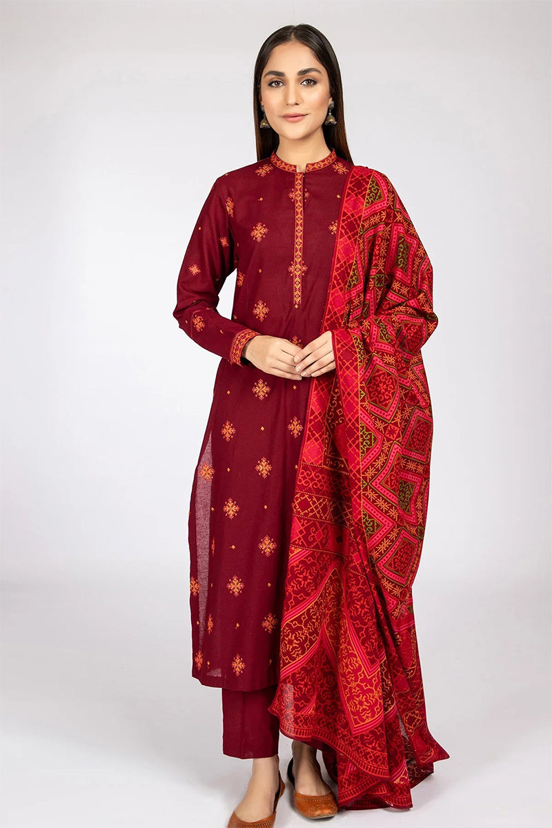 KAYSERIA - 3PC DHANAK EMBROIDERED FL-W68