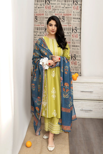 URGE - 3PC DHANAK EMBROIDERED FL-W110