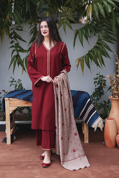 AISLING - 3PC DHANAK EMBROIDERED FL-W69