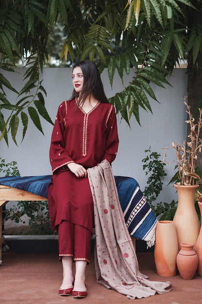AISLING - 3PC DHANAK EMBROIDERED FL-W69