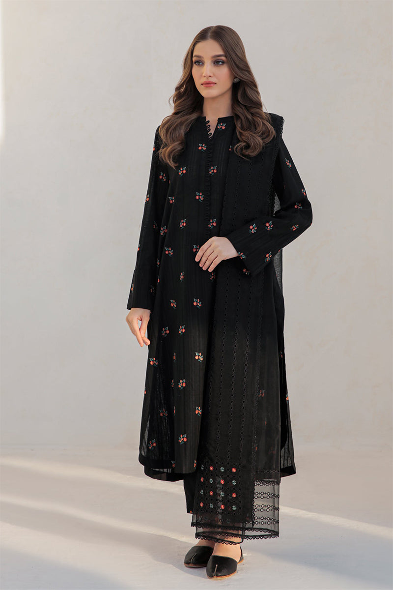 JAZMIN - 3PC DHANAK EMBROIDERED FL-W40