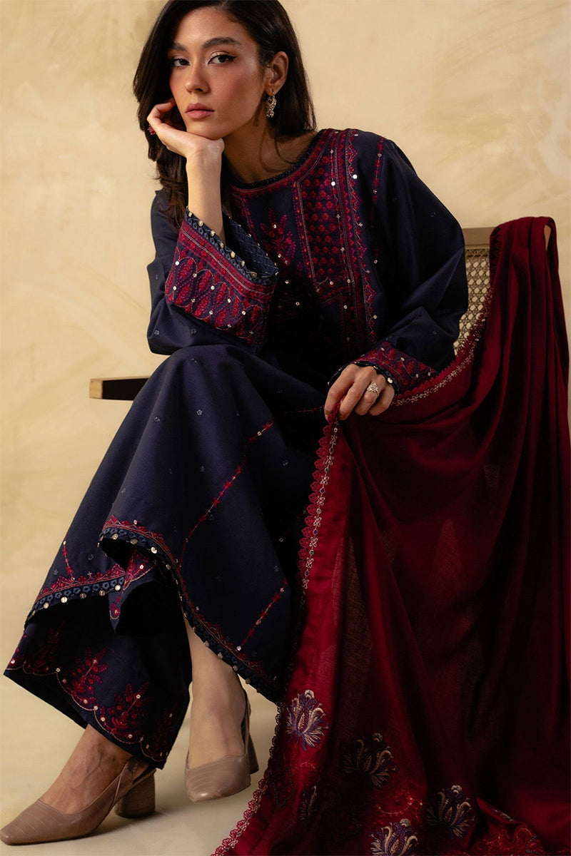 ZARA SHAH JAHAN - 3PC DHANAK EMBROIDERED FL-W80B