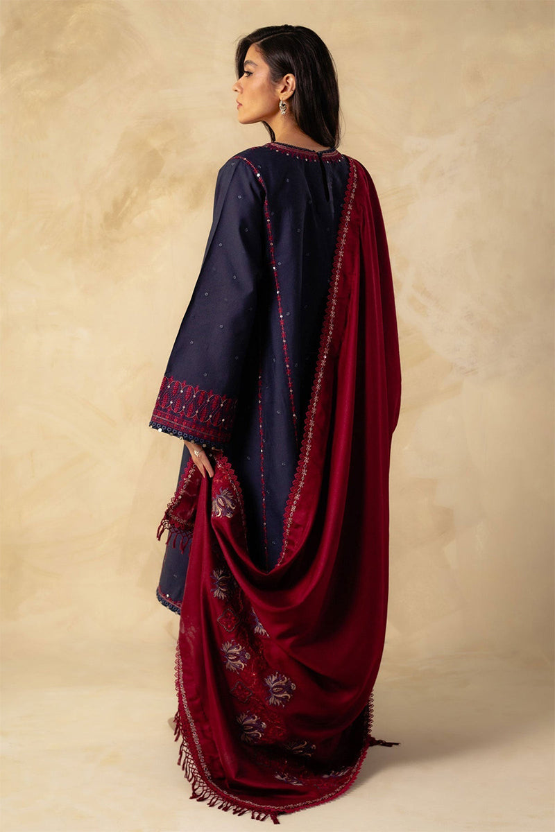 ZARA SHAH JAHAN - 3PC DHANAK EMBROIDERED FL-W80B