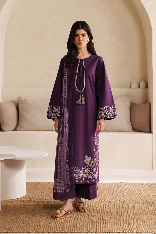 GARNET - 3PC DHANAK EMBROIDERED FL-W204