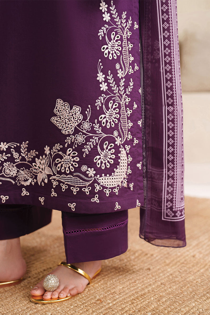GARNET - 3PC DHANAK EMBROIDERED FL-W204