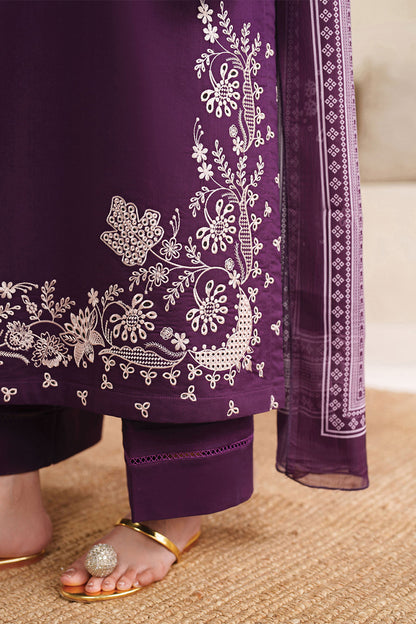 GARNET - 3PC DHANAK EMBROIDERED FL-W204