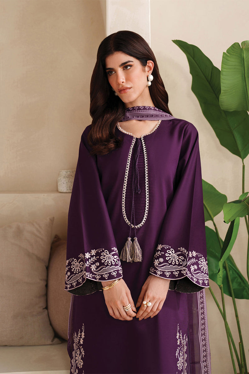 GARNET - 3PC DHANAK EMBROIDERED FL-W204