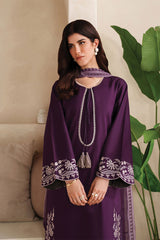 GARNET - 3PC DHANAK EMBROIDERED FL-W204