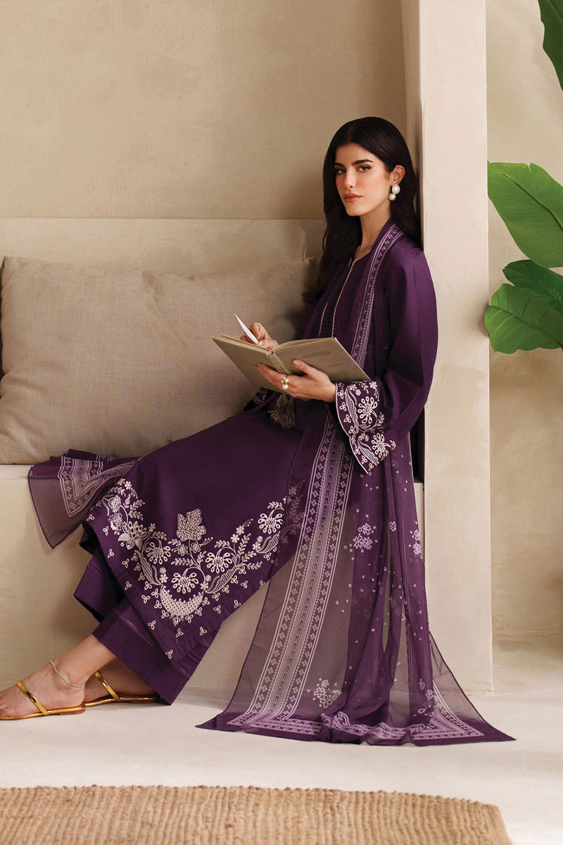 GARNET - 3PC DHANAK EMBROIDERED FL-W204