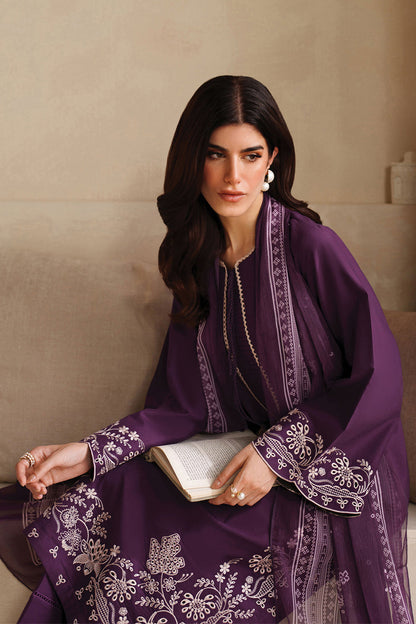 GARNET - 3PC DHANAK EMBROIDERED FL-W204