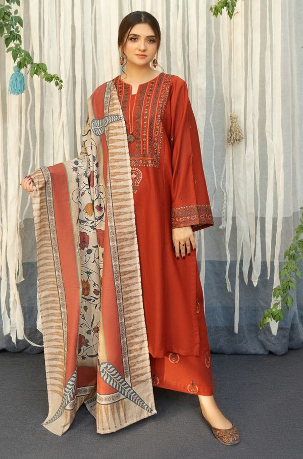 URGE - 3PC DHANAK EMBROIDERED FL-113