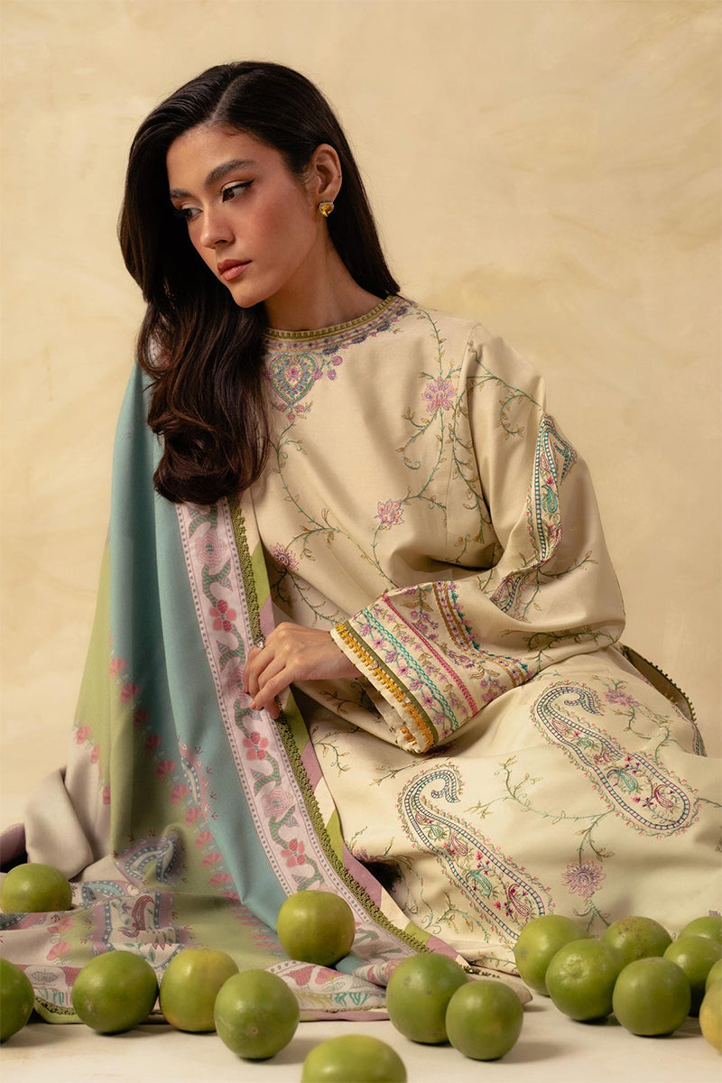 ZARA SHAH JAHAN - 3PC DHANAK EMBROIDERED FL-W81S