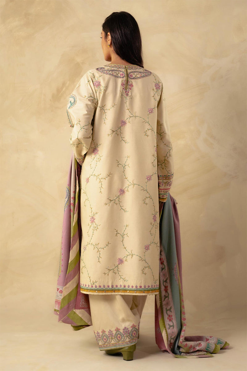 ZARA SHAH JAHAN - 3PC DHANAK EMBROIDERED FL-W81S